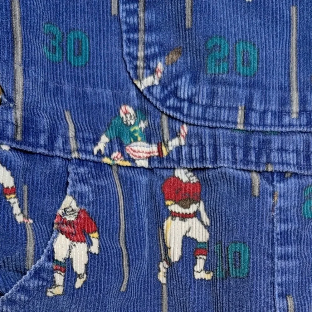 Vintage OshKosh B'gosh Corduroy Overalls with Football‎ Print